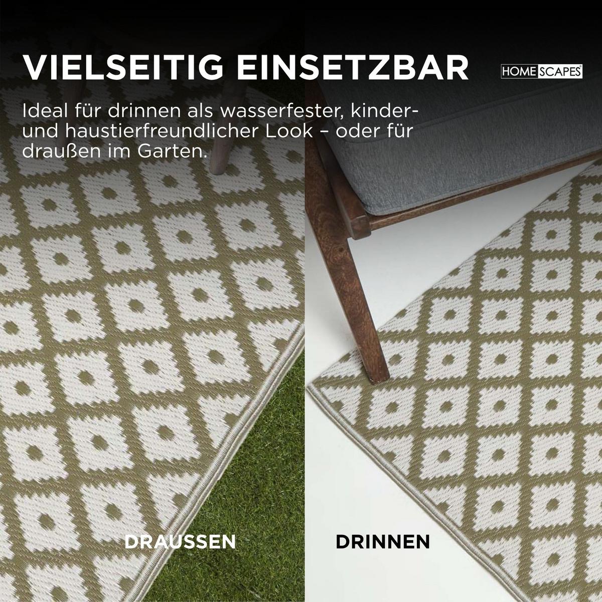 OUTDOORTEPPICH May, geometrisch gemustert 240/300 cm - Olivgrün, Kunststoff (240/300cm) - Homescapes