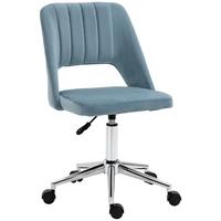 BÜROSTUHL Drehstuhl Jakobsmuschel-Form verstellbar Samtartiges Polyester Blau - Blau/Chromfarben, Textil/Metall (60/91/49cm) - Vinsetto