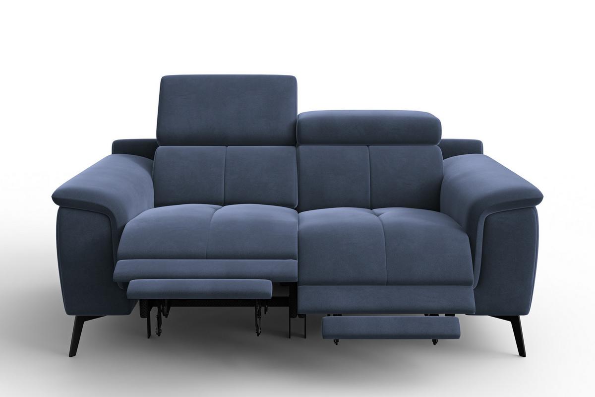 SOFA RELAX FIERO 2-Sitzer, Marineblauer Veloursstoff - Blau/Schwarz, Holz/Textil (170/82/103cm) - Courtois Laville