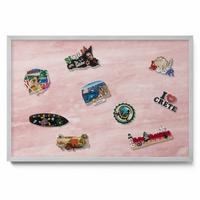 MAGNETTAFEL 60x40 cm Silberner Rahmen Pastell Felsstruktur - Rosa, Metall (60/50/0.4cm) - TULUP