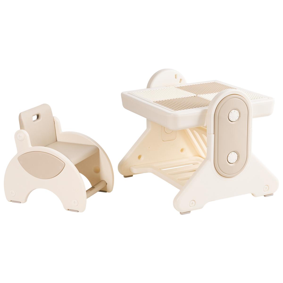 KINDERTISCH und Stuhlset Beige Mila - Beige, Kunststoff (58/60/61cm) - Beliani