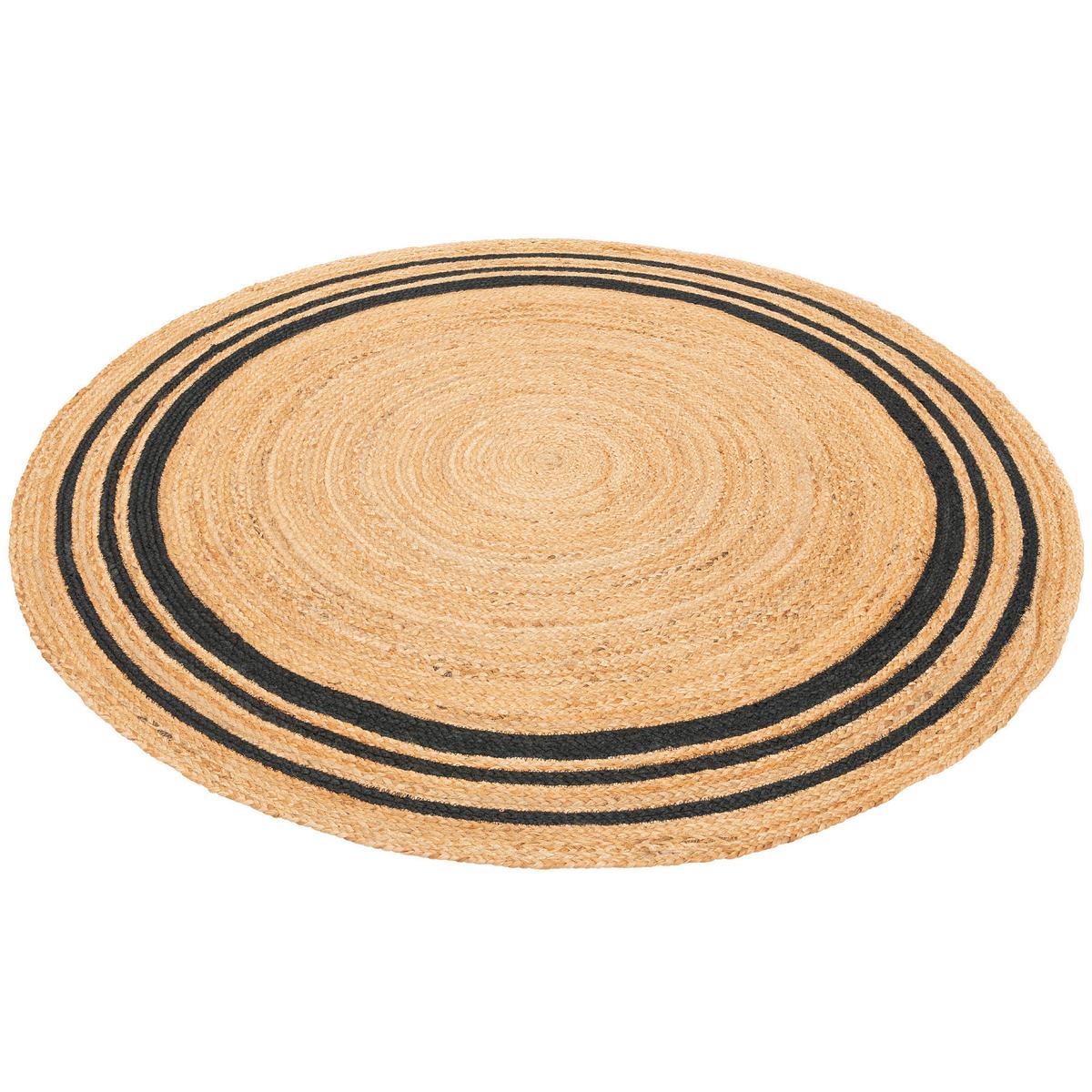 NATURFASER TEPPICH JUTE SALSA STREIFEN RUND - Anthrazit, Textil (200/200cm) - Pergamon