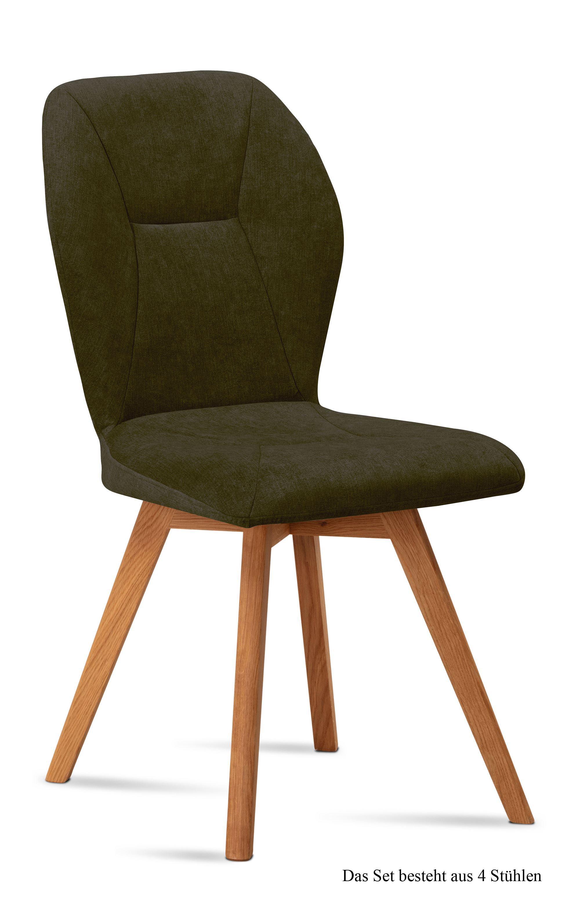 ESSZIMMERSTUHL (4er-Set) Donia 51x92x60 Eiche geölt/Khaki - Dunkelgrün/Eichefarben, Kunststoff (60/92/51cm) - 58aufmkessel