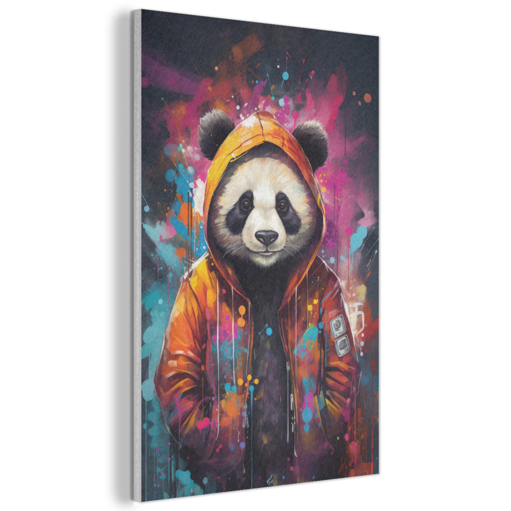 AKUSTIKBILD Panda - Jacke - Graffiti - Orange Wanddeko 60x90 cm - Orange, Kunststoff (60/90/0.9cm) - MuchoWow