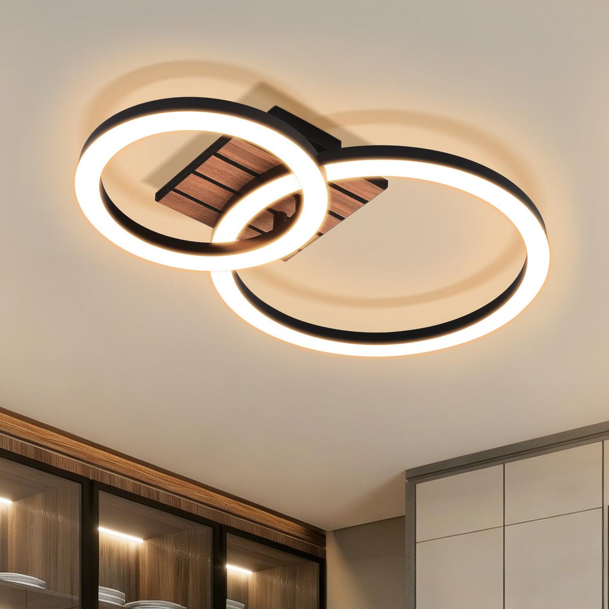 LED DECKENLEUCHTE Bexalin 44/30/8 cm - Schwarz, Kunststoff/Metall (44/30/8cm) - ZMH