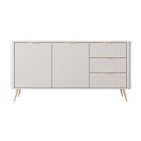 SIDEBOARD Vespasia 2T 3S Beige 163,2/81,2/38 cm – Geriffelten Fronten - Beige/Goldfarben, Holzwerkstoff/Metall (163.2/81.2/38cm) - AX Living