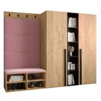GARDEROBEN-SET 214/184/42 - Pink/Eichefarben, Holz/Kunststoff (214/184/42cm) - MÖBEL KRYSPOL