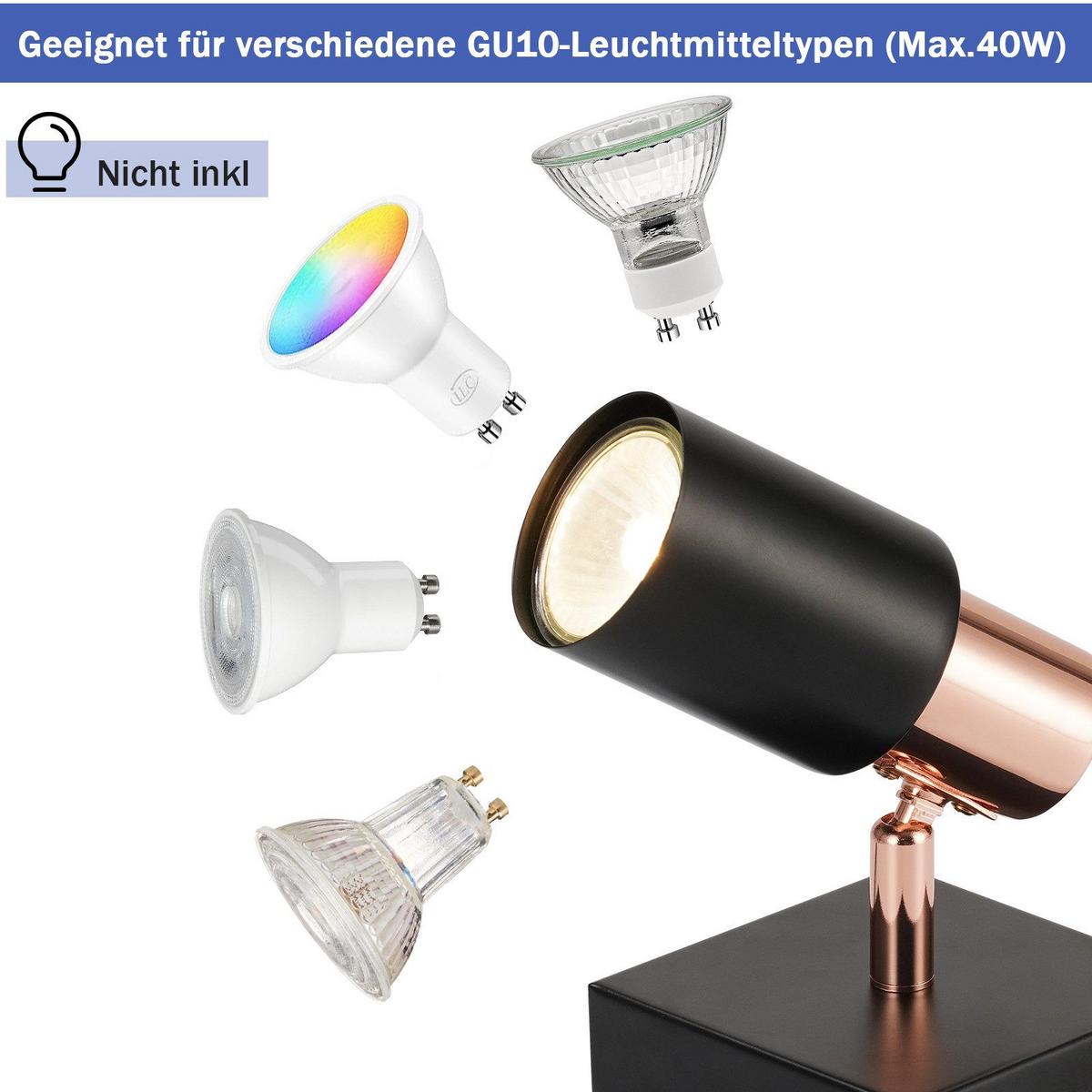 DECKENSTRAHLER Ahaus 1-flammig 9/9/15 cm - Schwarz, Metall (9/9/15cm) - Nettlife