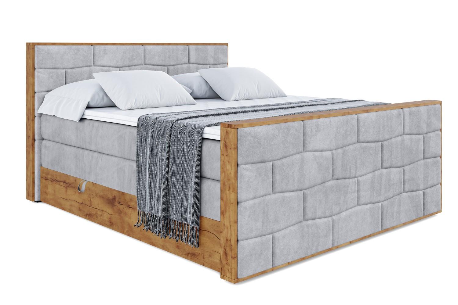 BOXSPRINGBETT mit Matratze H3|H4 und Lattenrost - LOLLI8-Z KING-180x200 - Grau Monolith - Hellgrau, Holzwerkstoff (180/200cm) - ALTDECOR