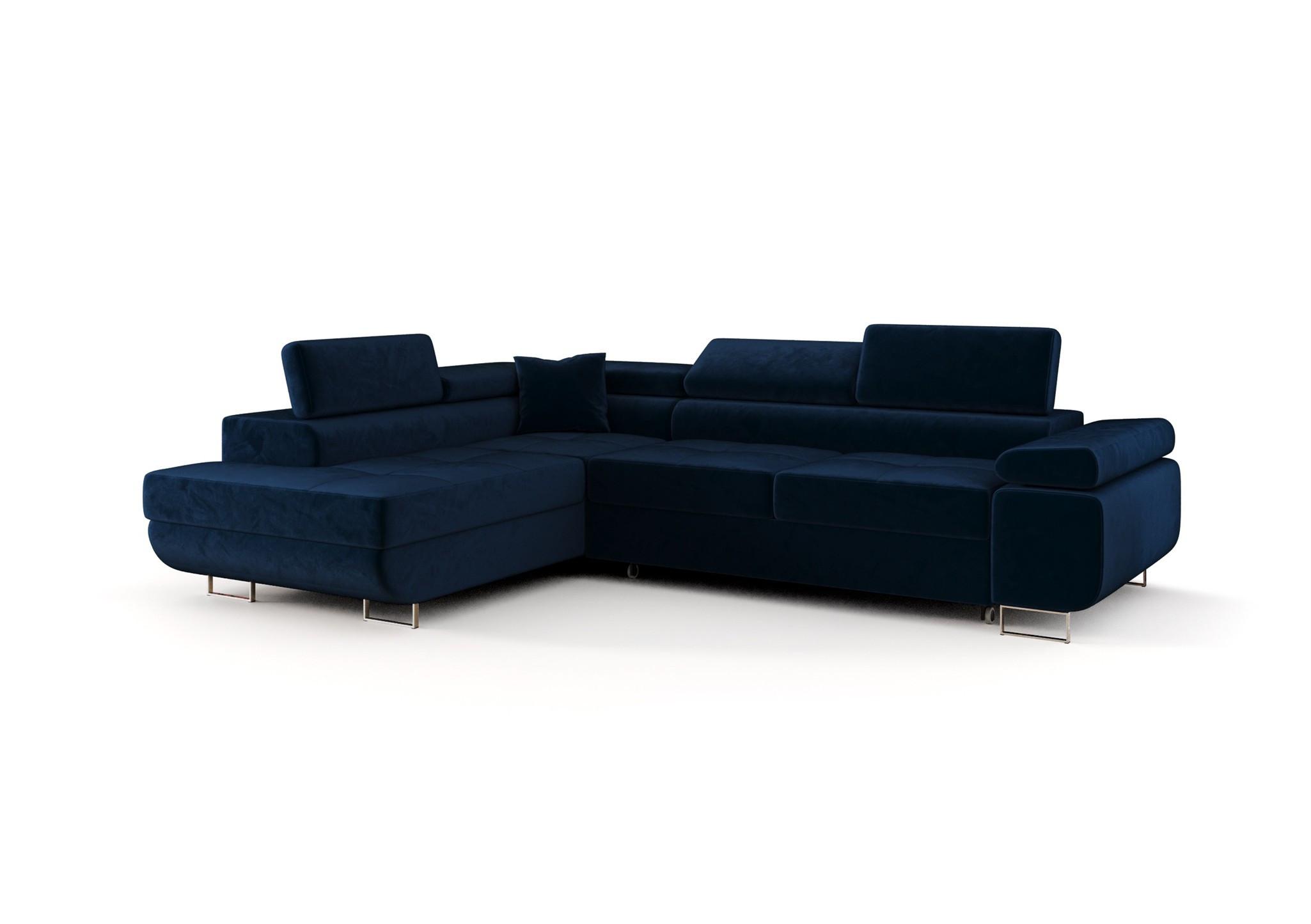 ECKSOFA Monaro Mit Schlaffunktion - Dunkelblau, Holzwerkstoff/Textil (202/275cm) - Fun Möbel