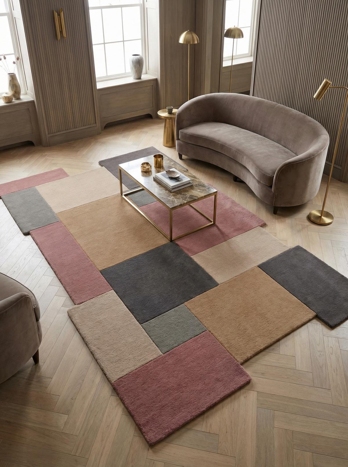 WOLLTEPPICH HALLEIN, geometrisch, Grau-Rosa, 150 x 240 cm - Rosa/Grau, Textil (240/150cm) - KADIMA DESIGN