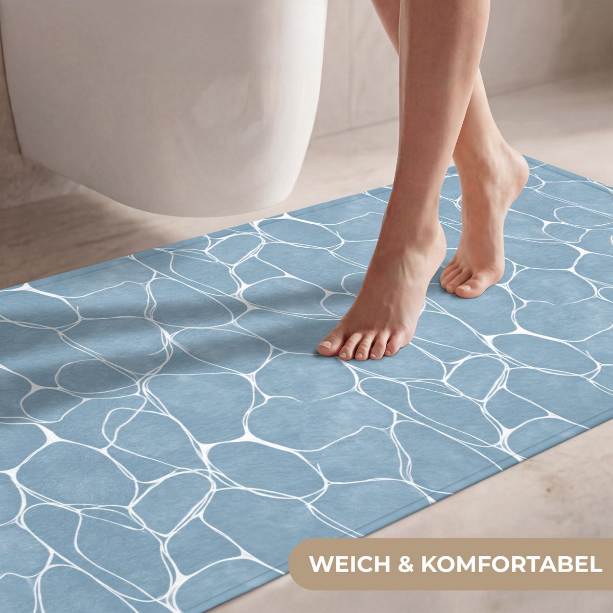 WC-VORLEGER Organisch - Muster - Blau WC Teppich 120x60 cm - Hellblau, Textil (120/1cm) - OnlyWow