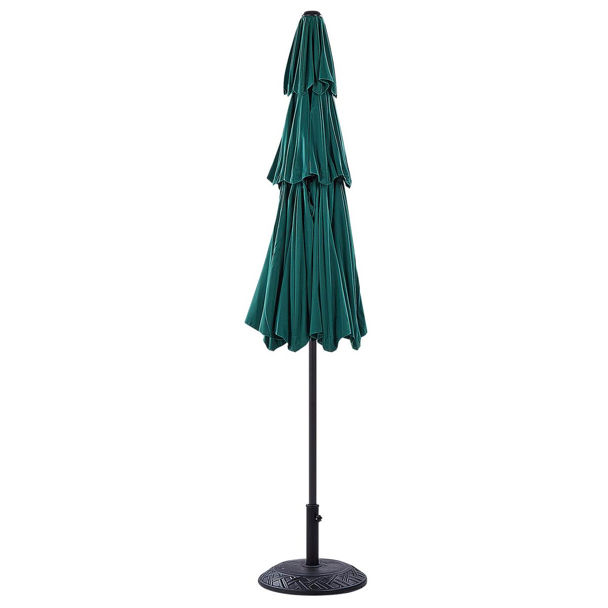 SONNENSCHIRM smaragdgrün 285 cm Bibione - Schwarz/Grün, Textil (285/285cm) - Beliani