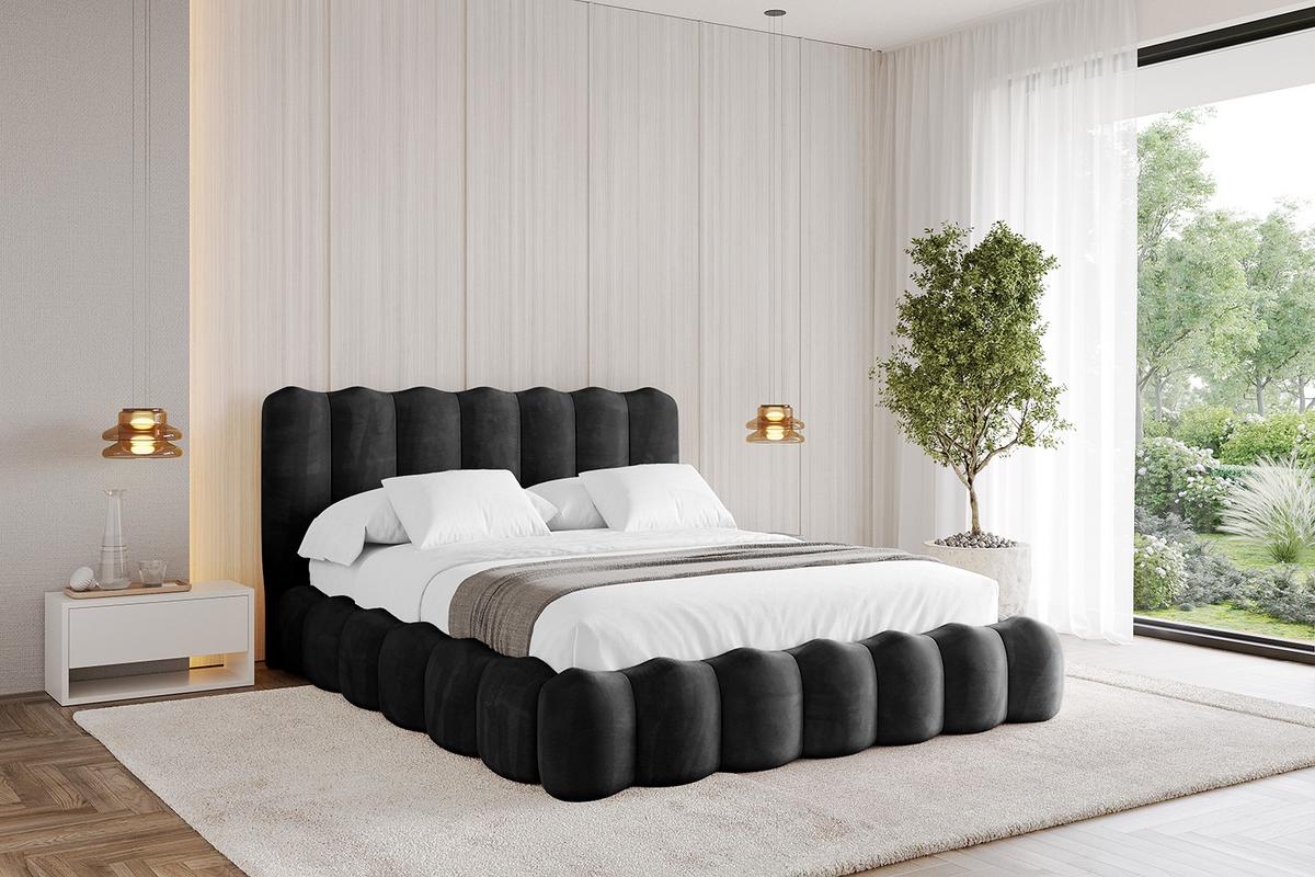 POLSTERBETT mit Bettkasten und Lattenrost, Boxbett ohne Matratze - SORA 180x200 Schwarz - Schwarz, Holzwerkstoff/Textil (180/200cm) - ALTDECOR