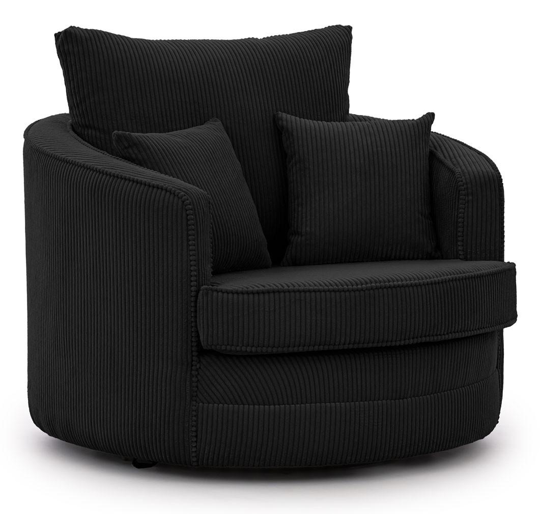 DREHSESSEL Ted aus Schwarz Cord-Stoff - Schwarz, Holz/Textil (107/94/100cm) - S-Style Möbel