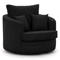 DREHSESSEL Ted aus Schwarz Cord-Stoff - Schwarz, Holz/Textil (107/94/100cm) - S-Style Möbel