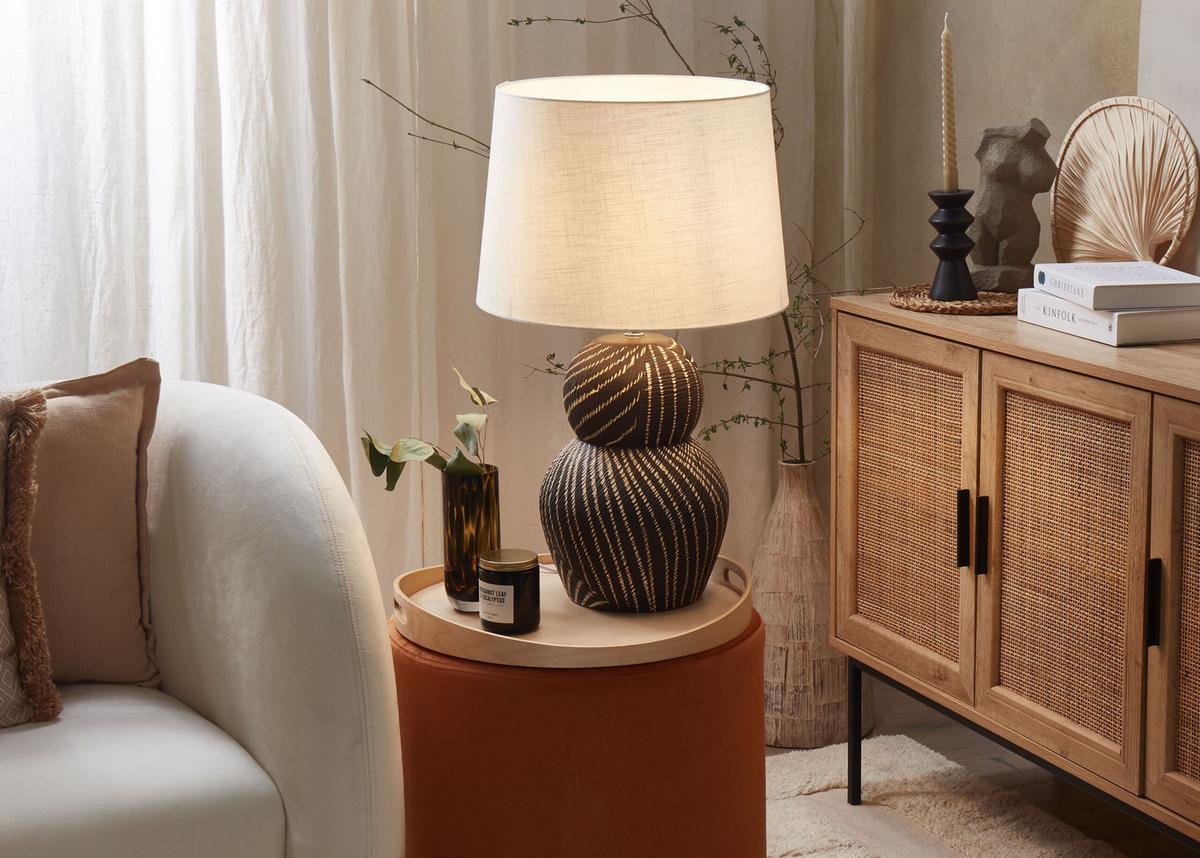 TISCHLAMPE Guapore 38/38/63 cm - Schwarz, Keramik (38/38/63cm) - Beliani