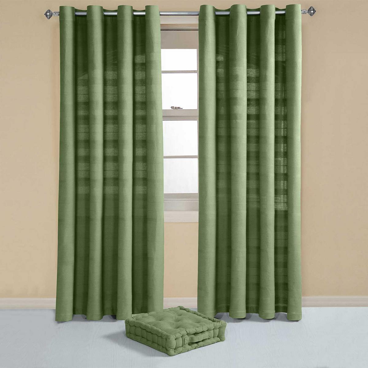 ÖSENVORHANG Rajput blickdicht 2er-Set, 167/182 cm - Olivgrün, Textil (167/182cm) - Homescapes