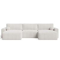 ECKSOFA U Aurora Creme - Creme, Holz/Textil (369/145cm) - Graingold