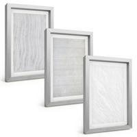 BILDER SET 3er Set - 20x30 cm Silberner Rahmen - Helle Sandmusterstrukturen - Silberfarben, Kunststoff (20/30cm) - TULUP