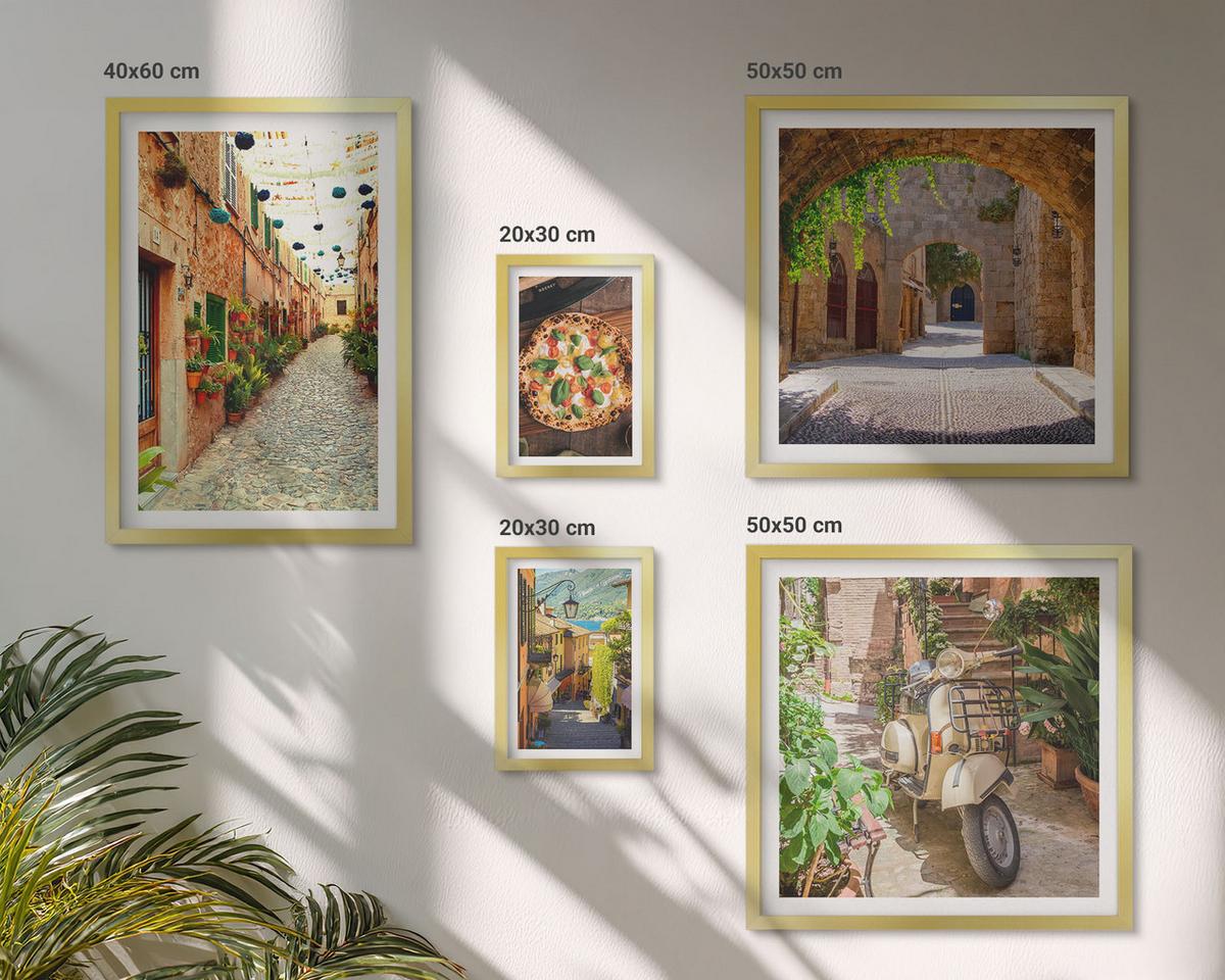 BILDER SET 5er Set - 50x50 cm & 20x30 cm & 40x60 cm Goldrahmen - Amerikanische Symbole, USA-Flagge - Goldfarben, Kunststoff (40/60cm) - TULUP