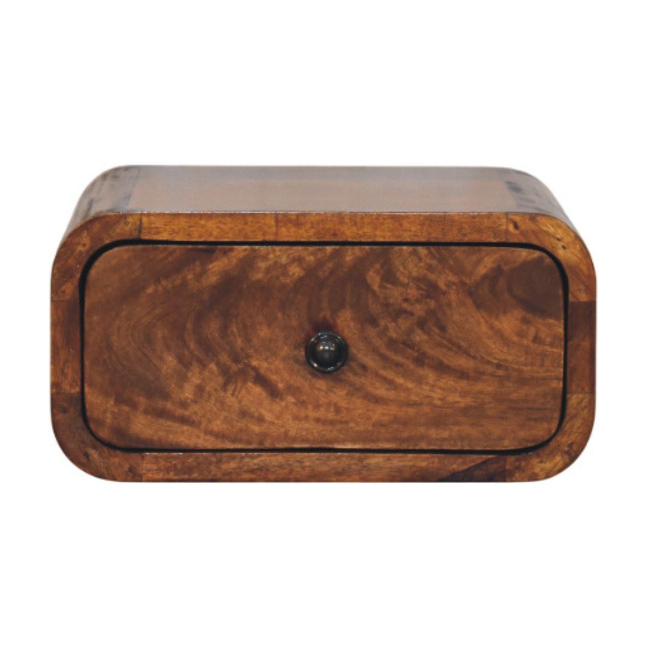 NACHTTISCH Avora Wandmontiert mit 1 Schublade, Braun - Messingfarben/Braun, Holz/Metall (30/15/25cm) - Artisan Furniture