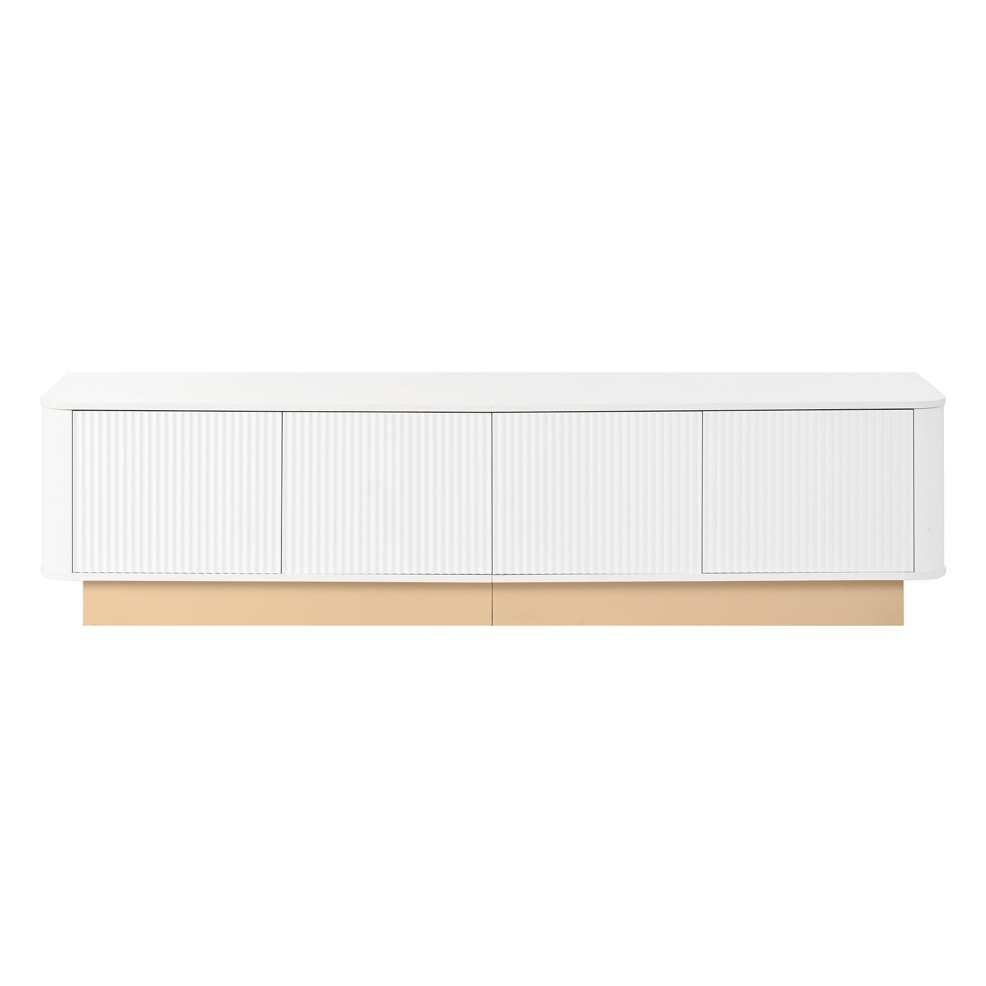 TV-LOWBOARD Luxus-Rillen-Design & abgerundete Ecken - Weiß, Holzwerkstoff (200/47.5/40cm) - Urban Meuble