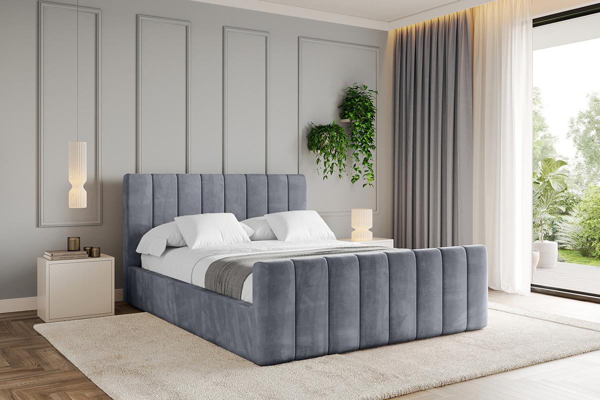 POLSTERBETT mit Bettkasten, Fußteil und Lattenrost, Boxbett ohne Matratze - STERA-Z 160x200 Grau - Grau, Holzwerkstoff/Textil (160/200cm) - ALTDECOR
