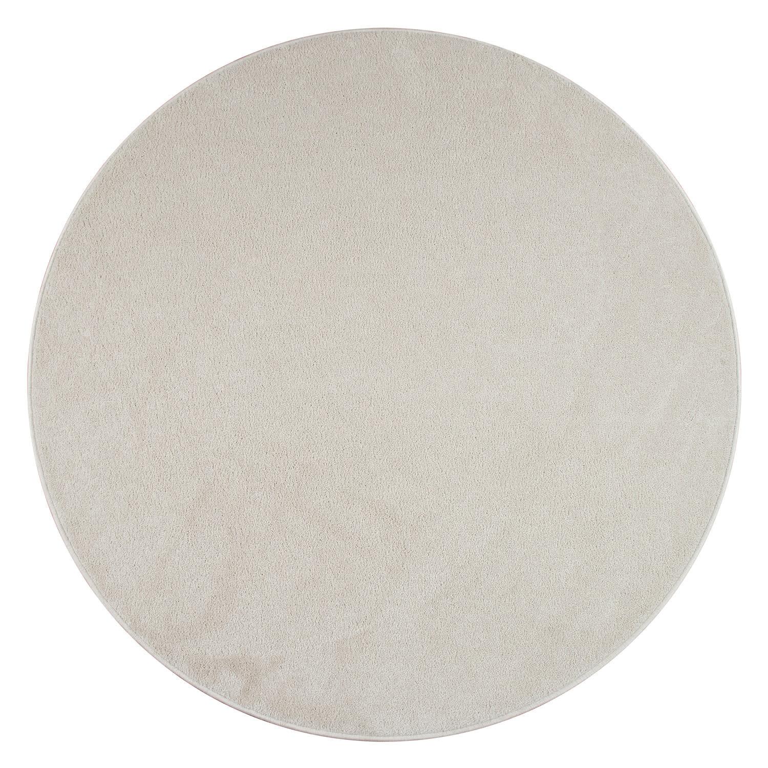 KURZFLORTEPPICH Waschbar, einfarbig, Creme, Ø 160 cm - Beige, Textil (160/160cm) - KADIMA DESIGN