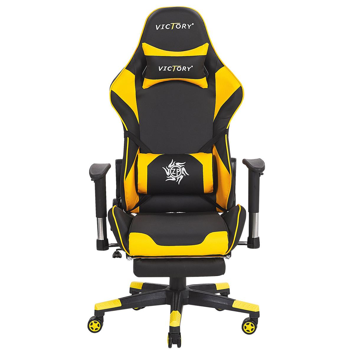 GAMINGSTUHL Kunstleder Schwarz/Gelb Victory - Schwarz, Kunststoff/Textil (55/124/60cm) - Beliani