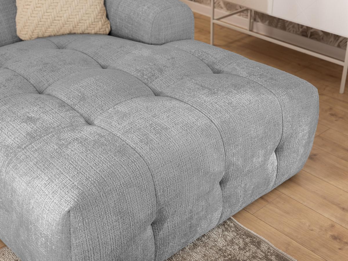 ECKSOFA mit Ottomane rechts, raffinierten Steppungen, Wellenunterfederung, B234/T161/H79 cm, Chenille-Bezug in Hellgrau / 21043 - Hellgrau/Schwarz, Kunststoff/Textil (234/79/161cm) - luma-home