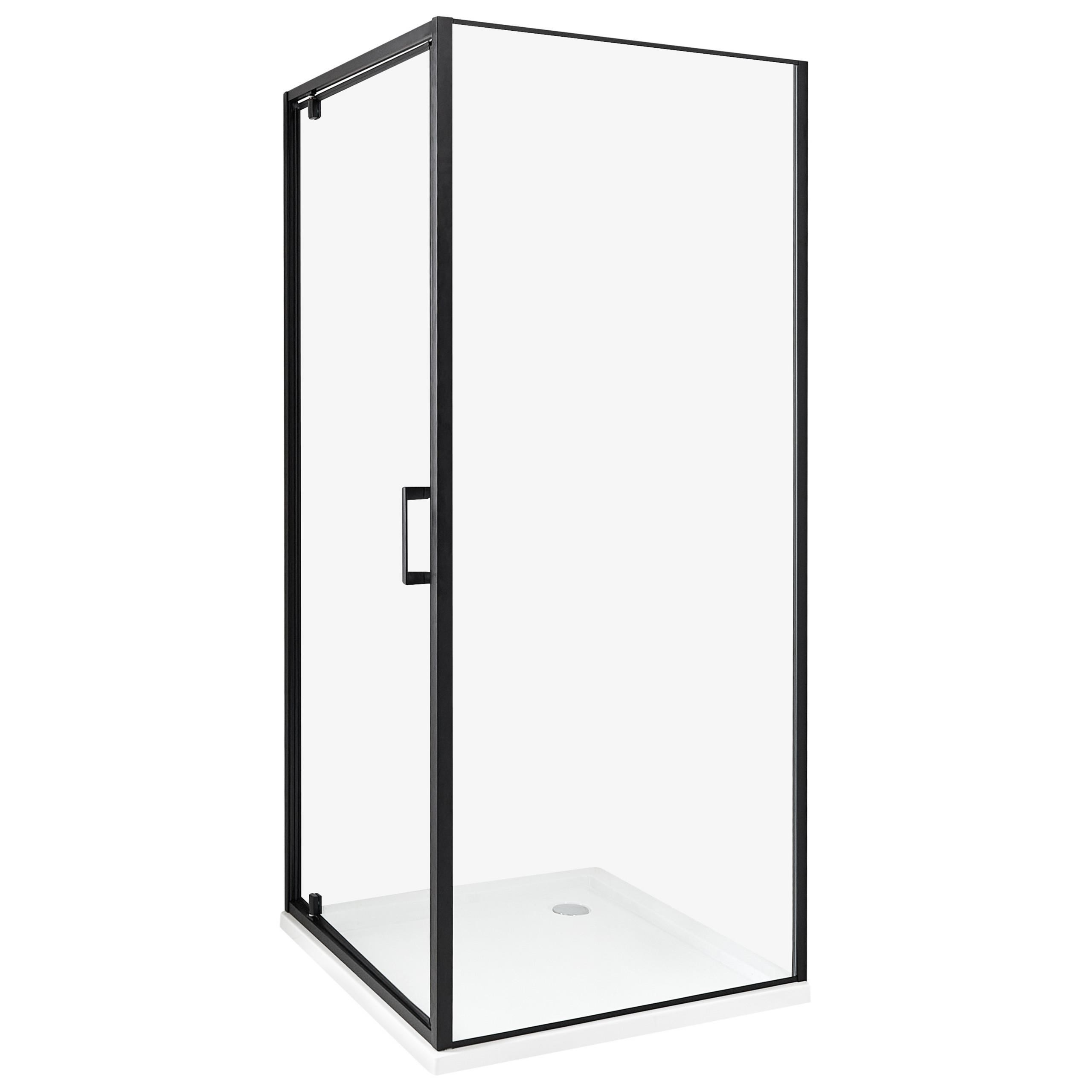 DUSCHKABINE 80/80/185 cm Schwarz Darli - Transparent/Schwarz, Glas (80/80/185cm) - Beliani