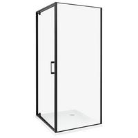 DUSCHKABINE 80/80/185 cm Schwarz Darli - Transparent/Schwarz, Glas (80/80/185cm) - Beliani