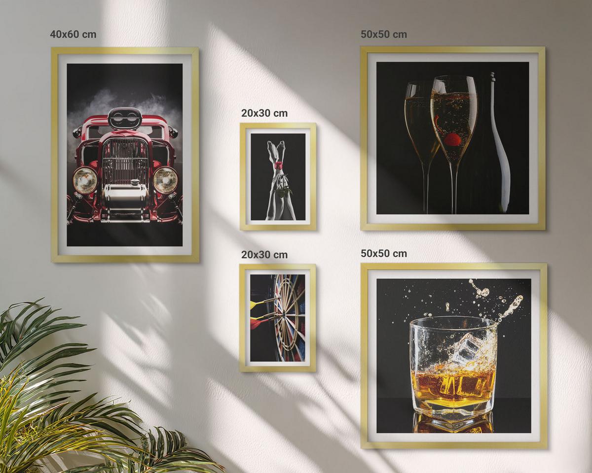 BILDER SET 5er Set - 50x50 cm & 20x30 cm & 40x60 cm Goldrahmen - Frauenbeine Rosenwagen Wein - Goldfarben, Kunststoff (40/60cm) - TULUP