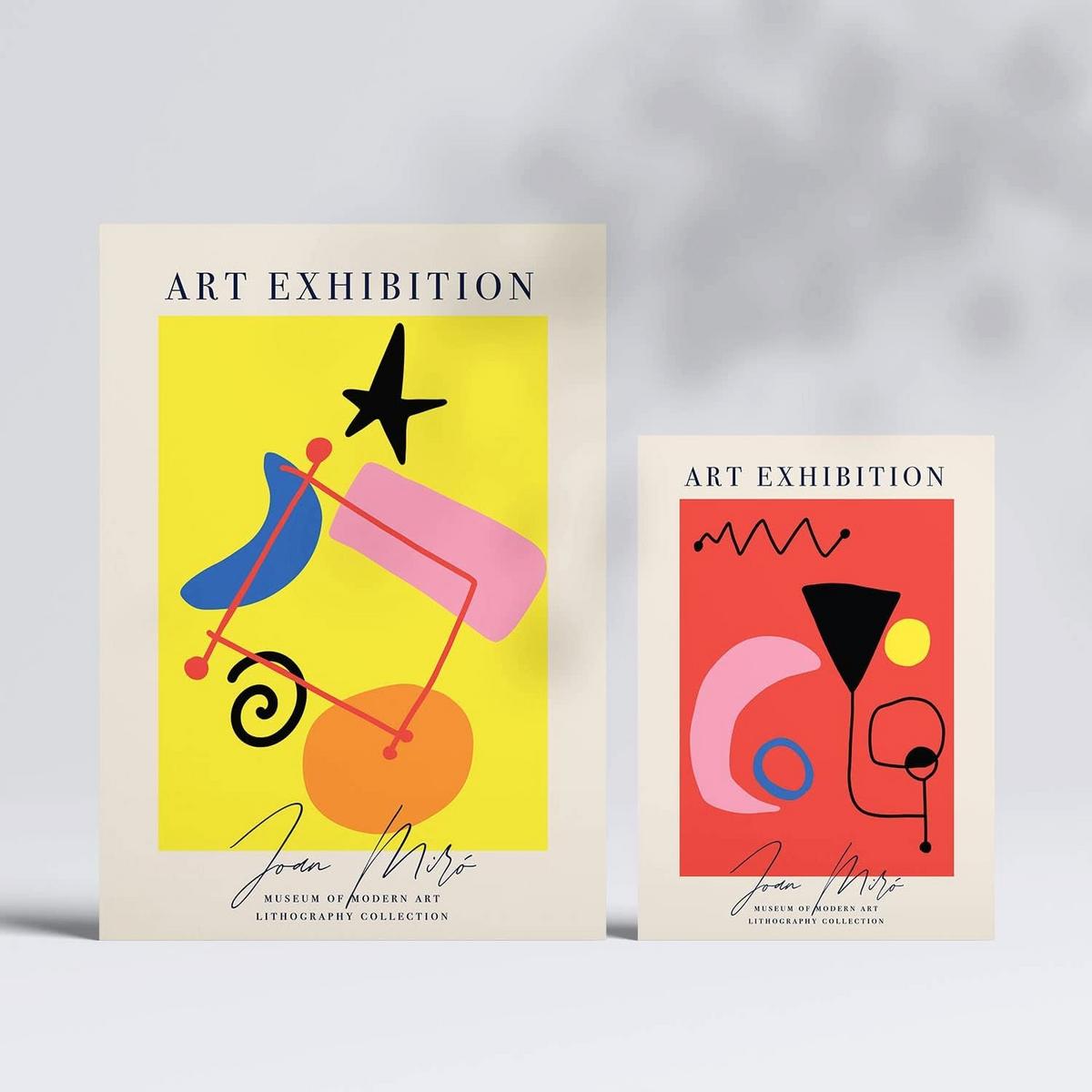 POSTER Set Mit 6 Miró Kunst Sammlung Von Plakate Mit Collage Ästhetik Für Innendekoration A3 & A4 Rahmenlos - Klar, Papier (29/3cm) - Nacnic