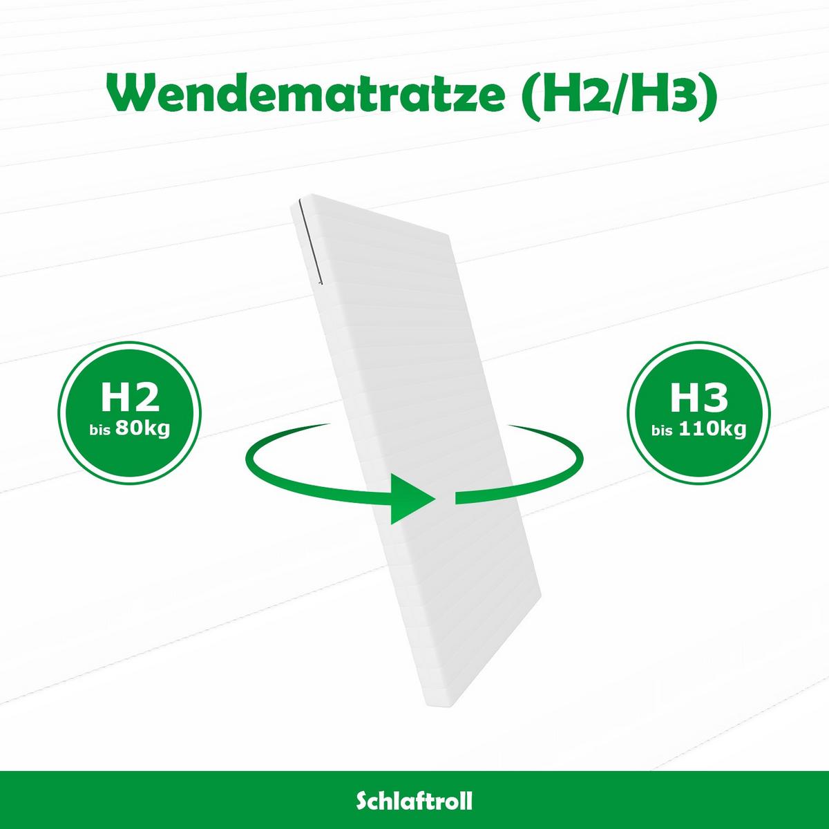 KALTSCHAUMMATRATZE 120x200 – Wendematratze H2/H3, 7-Zonen, Bezug abnehmbar - Weiß, Textil (120/200cm) - Schlaftroll