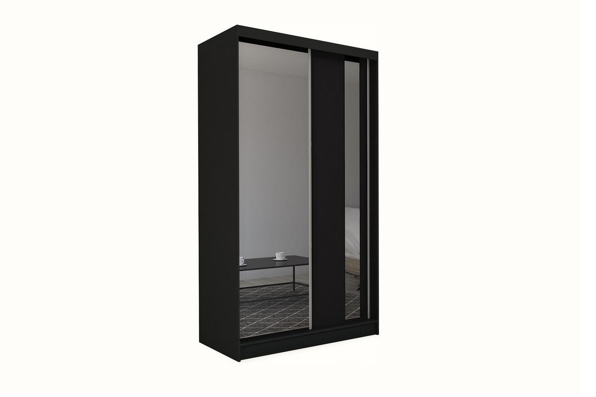 SCHWEBETÜRENSCHRANK GRAZIA 150/216/61 cm 2-türig mit Spiegel Schwarz - Schwarz, Holzwerkstoff (150/216/61cm) - MASSENO