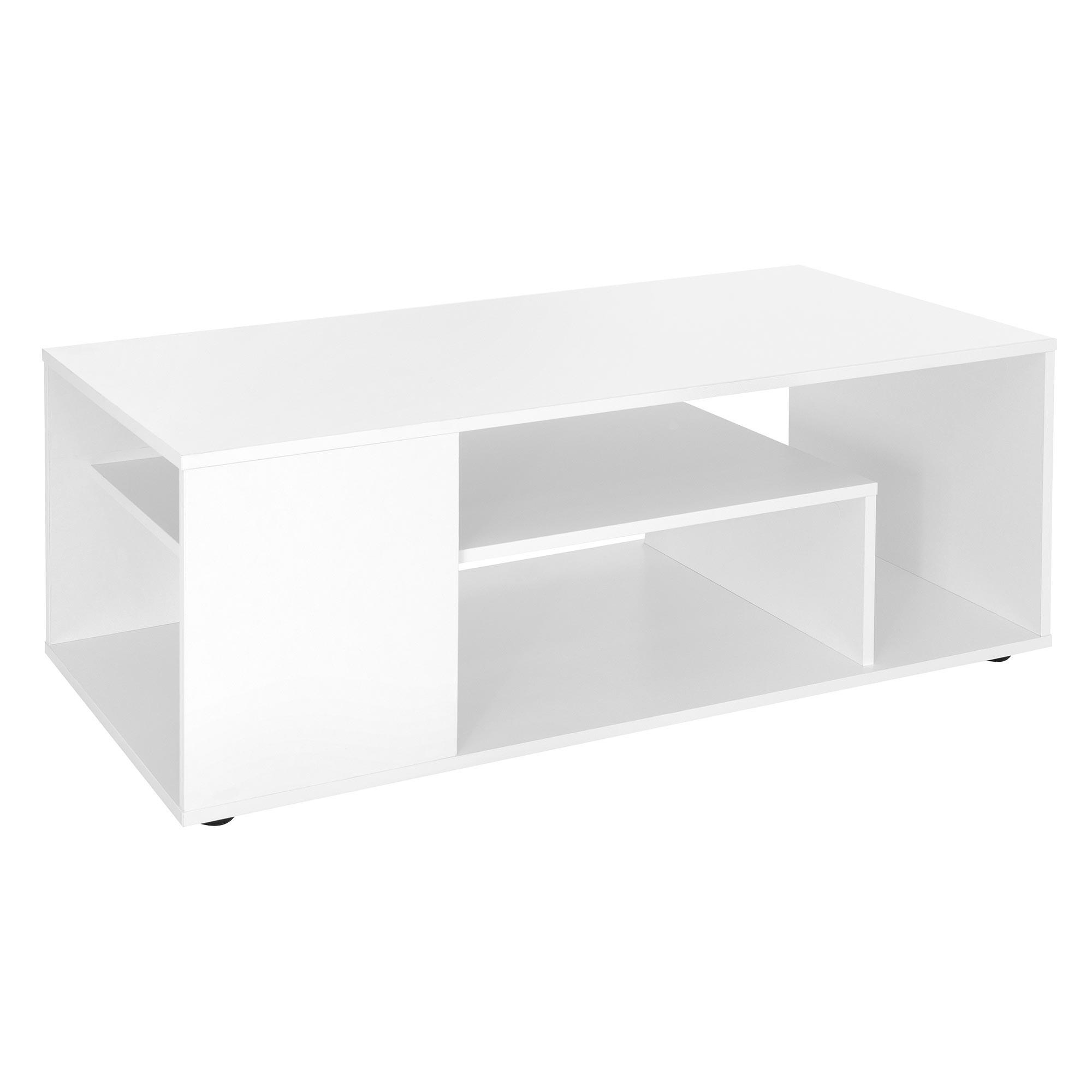 COUCHTISCH 110x50x41 cm Weiß mit 3 Etagen modern - Weiß, Holzwerkstoff (110/50/41cm) - ML-DESIGN