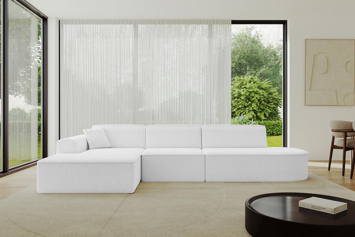 ECKSOFA Ottomane Links IREA-L2-v3 - 327x165x77 cm Weiß - Weiß, Holzwerkstoff/Textil (327/165cm) - ALTDECOR