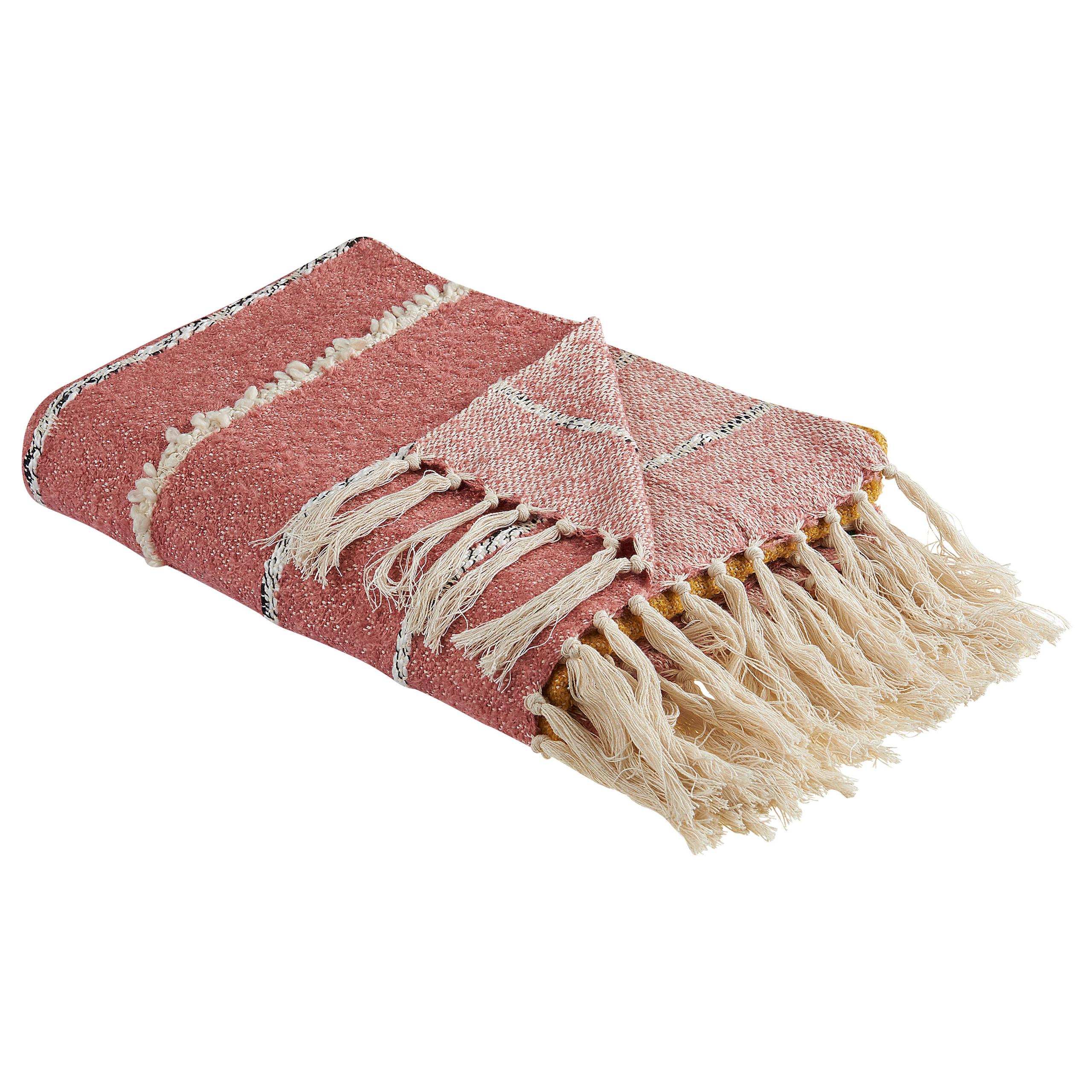 DECKE Hellrot Naikhu 130/170 cm - Hellrot, Naturmaterialien/Textil (130/170cm) - Beliani