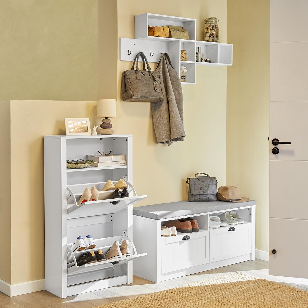 SCHUHSCHRANK Weiß - Weiß, Holzwerkstoff (60/110/24cm) - SoBuy