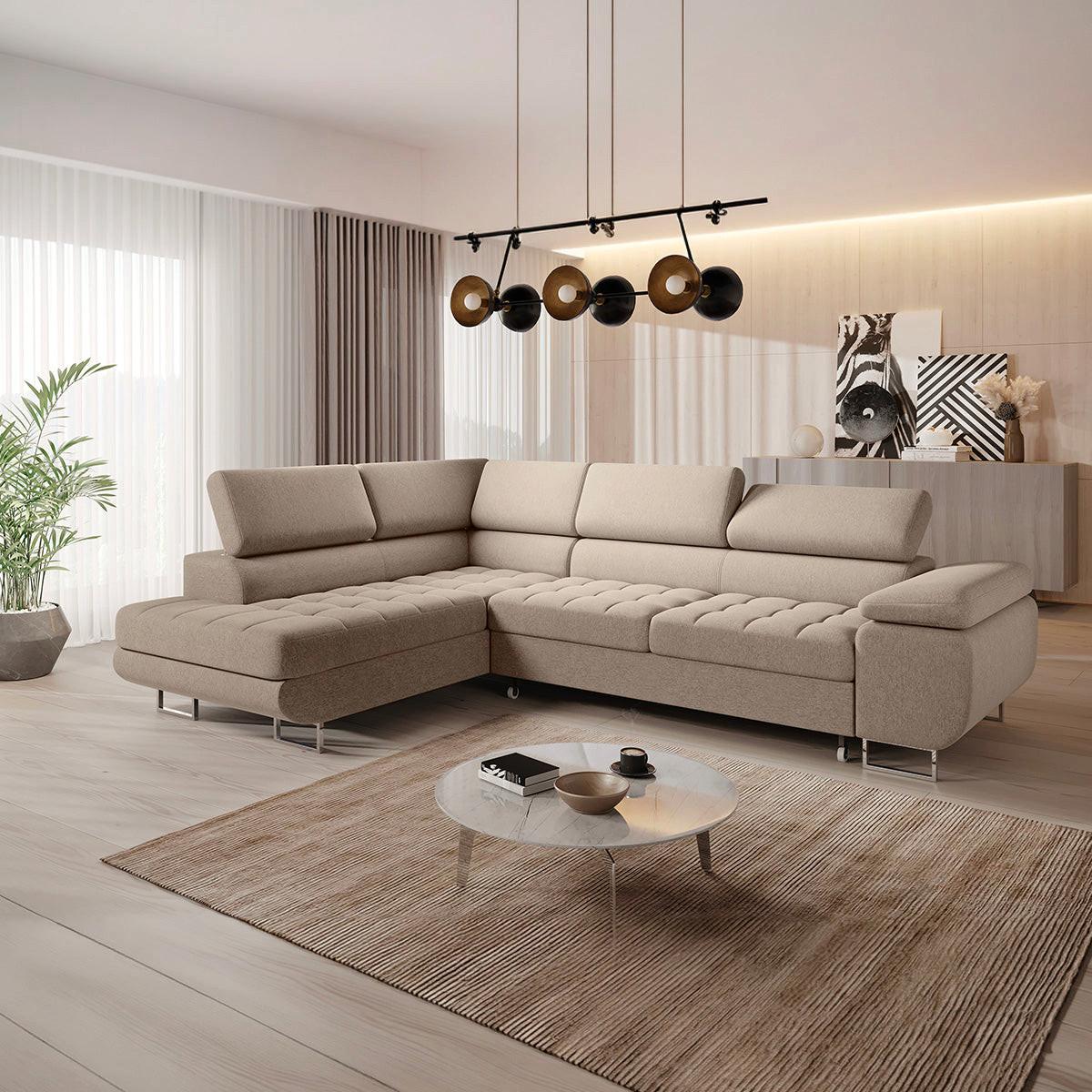ECKSOFA Eden 4 Sitzplätze Taupe - Taupe, Holzwerkstoff (271/201cm) - Petits-meubles