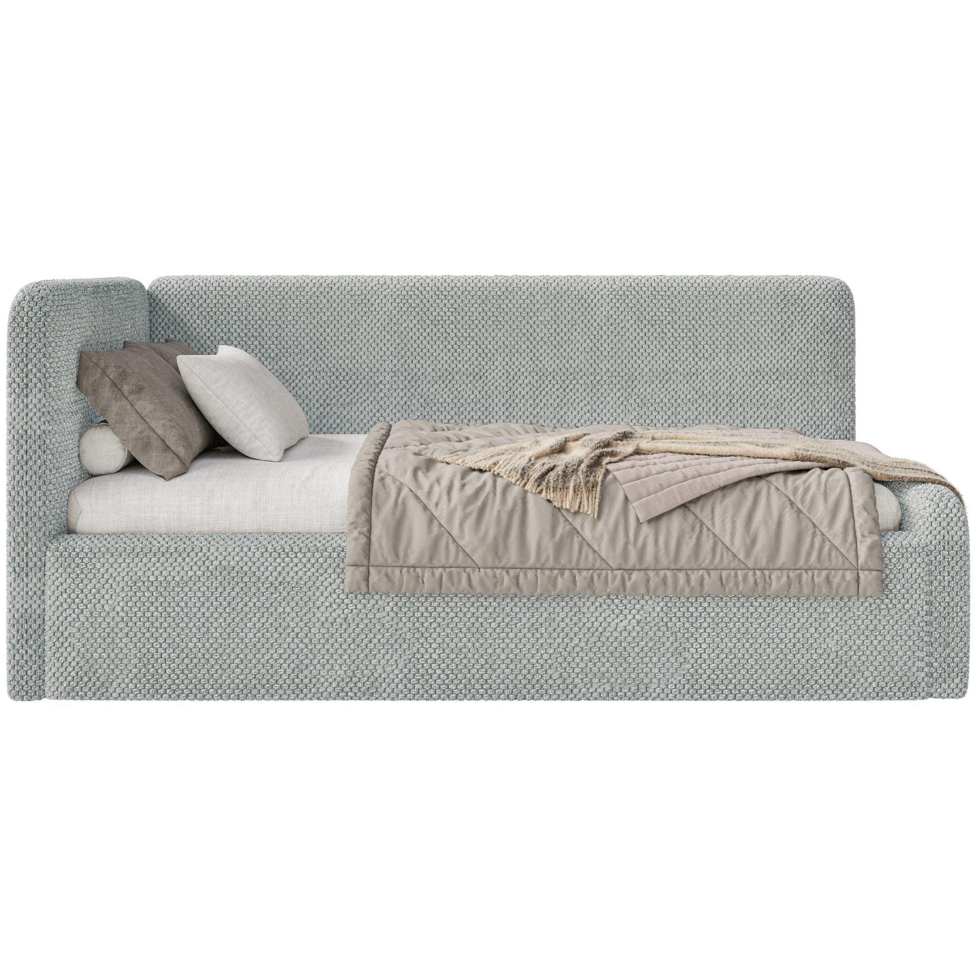 JUGENDBETT Fanko Plüsch Grau 90x200 cm - Schwarz/Grau, Kunststoff/Textil (90/200cm) - Selsey