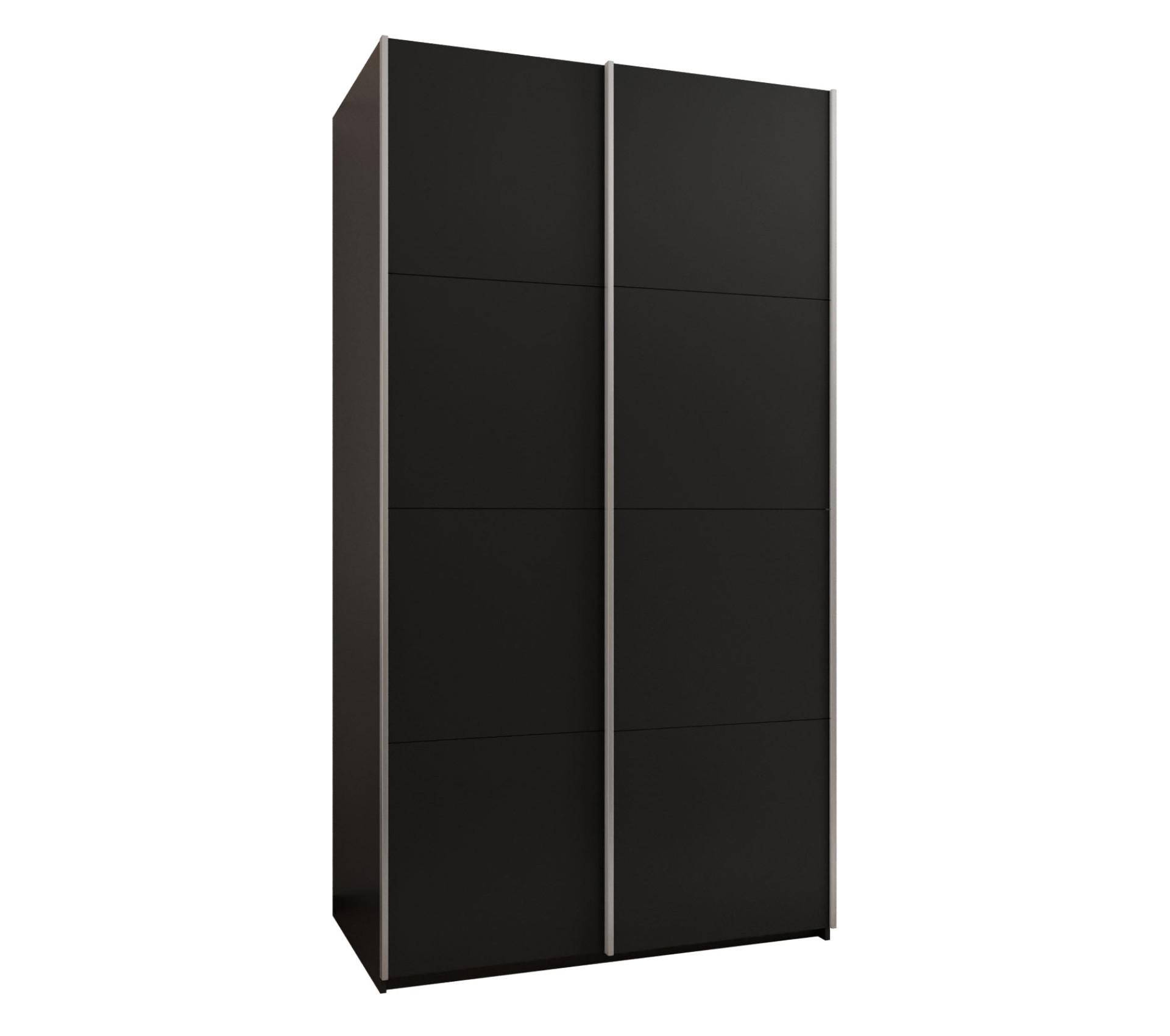 SCHWEBETÜRENSCHRANK 245,5/130/64 2-türig - Silberfarben/Schwarz, Holz/Metall (130/245/64cm) - Abiks Möbel