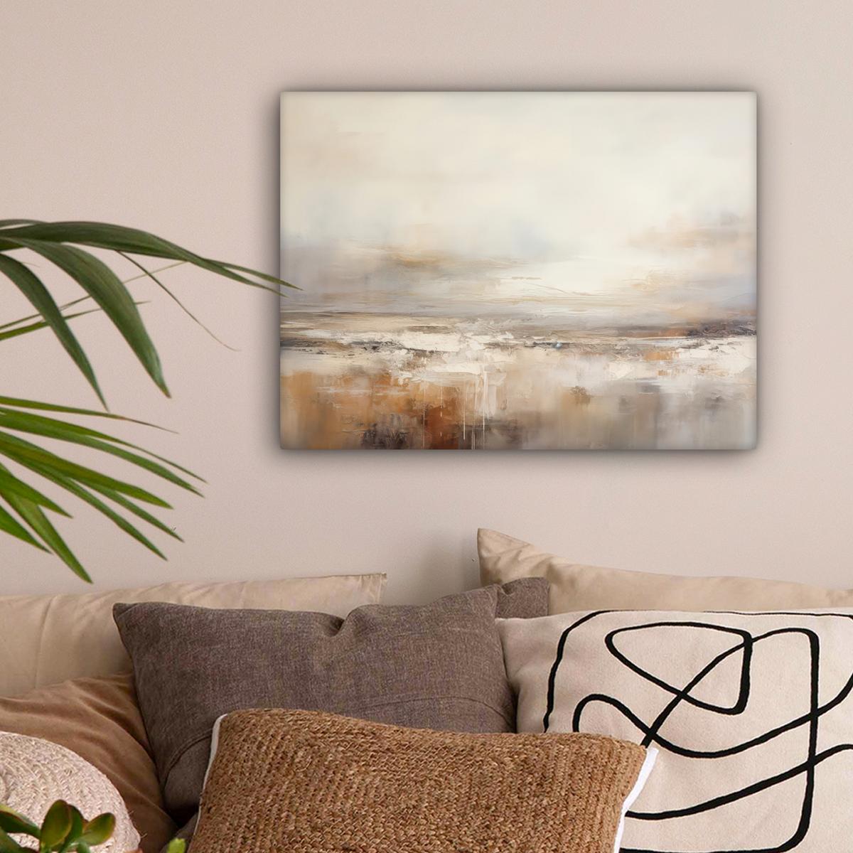LEINWANDBILD Kunst - Industriell - Grau - Braun - Abstrakt Wandbild 40x30 cm - Sandfarben, Textil (40/30cm) - MuchoWow