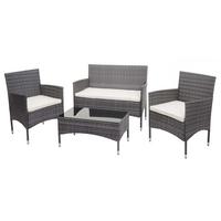 POLY-RATTAN GARNITUR Grau, Cremeweiß - Weiß/Grau, Kunststoff - MCW