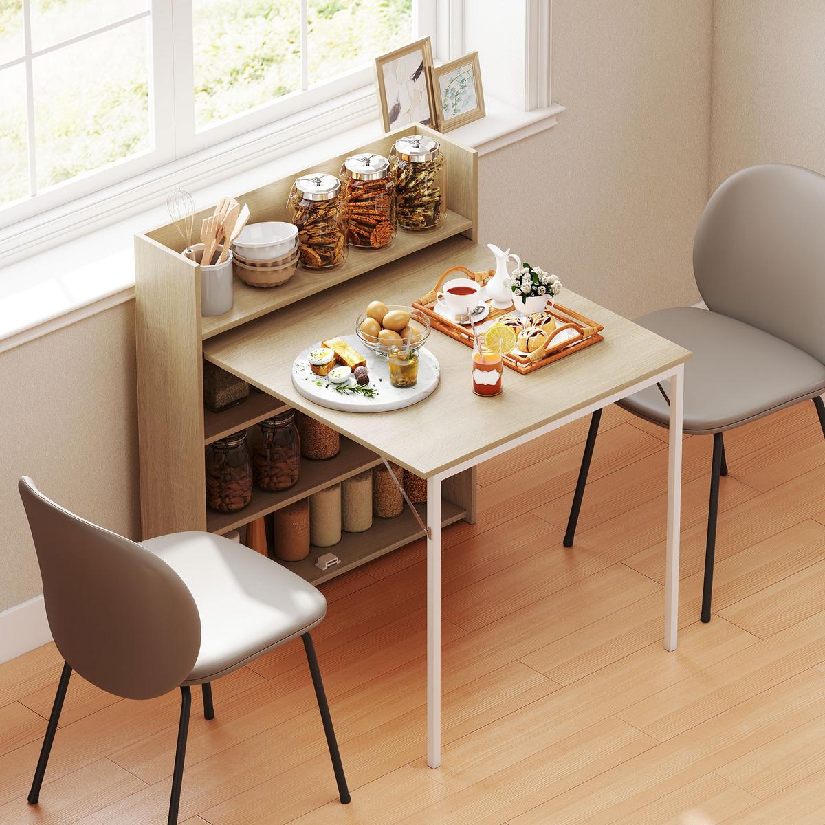 ESSTISCH MDF Stahl Eiche - Eichefarben, Holzwerkstoff (91/78.5/93cm) - HOMCOM