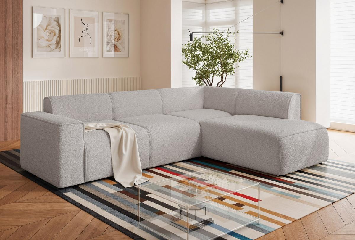 ECKSOFA ZAVO Rechts Feiner Mischstoff in Grau - Grau, Kunststoff/Textil (310/218cm) - Idohome