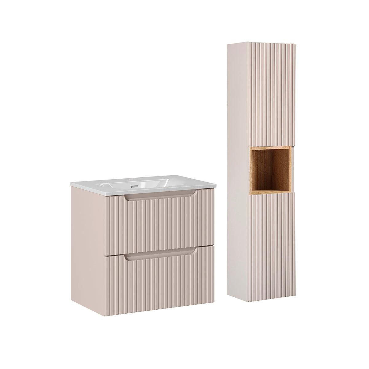 BADMÖBEL 60cm Riva 2er-Set Kaschmir - Beige, Holzwerkstoff (60/57/40cm) - Petits-meubles