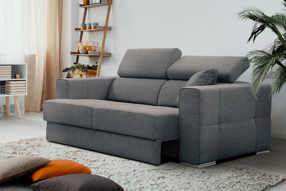 SOFA QUARTZ 3-Sitzer mit Ausziehsitz, dunkelgrau - Dunkelgrau, Holzwerkstoff/Textil (202/80/102cm) - Wozimo